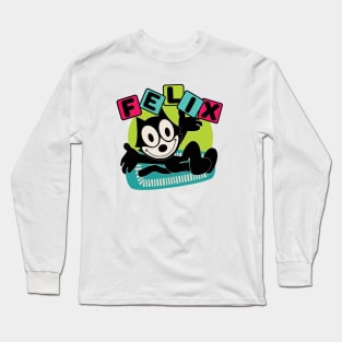 Felix Cat Comics Retro Future Atomic Age TV in Joyful Design Long Sleeve T-Shirt